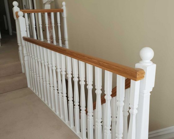 white wooden spindles